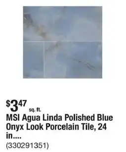 The Home Depot MSI agua linda polished blue onyx look porcelain tile offer