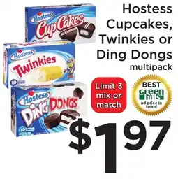 Green Hills Grocery Hostess Cupcakes, Twinkies or Ding Dongs multipack offer