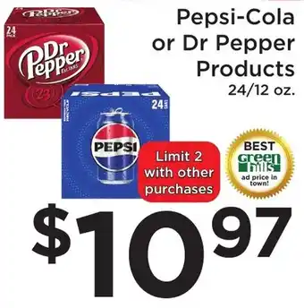 Pepsi-Cola or Dr Pepper Products