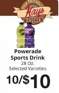 Hays Supermarket Powerade Sports Drink offer