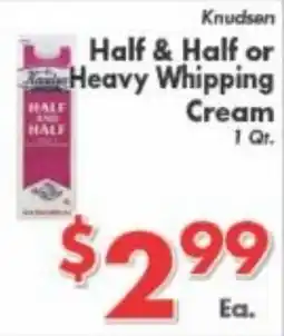 Valley Marketplace Knudsen Half & Half or Heavy Whipping Cream offer