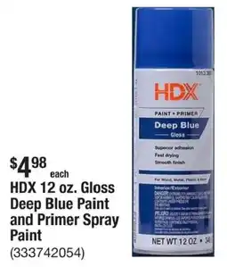 The Home Depot Hdx gloss deep blue paint and primer spray paint offer