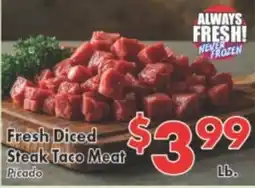 Valley Marketplace Fresh Diced Steak Taco Meat Picado offer