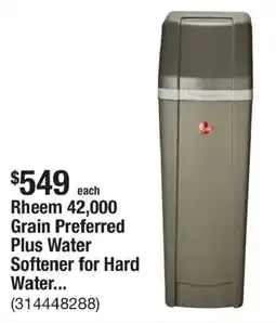 The Home Depot Rheem 42,000 Grain Preferred Plus Water Softener for Hard Water offer
