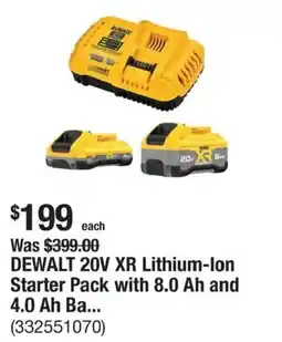 The Home Depot DeWalt 20v xr lithium-ion starter pack offer