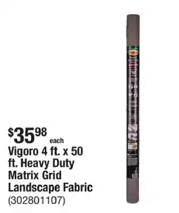 The Home Depot Vigoro heavy duty matrix grid landscape fabric offer