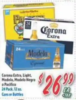 La Bonita Supermarkets Corona Extra, Light, Modelo, Modelo Negra or Pacifico offer