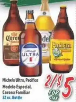 La Bonita Supermarkets Michelob Ultra, Pacifico, Modelo Especial, Corona Familiar offer