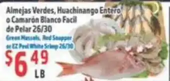 Green Mussels, Red Snapper or EZ Peel White Shrimp
