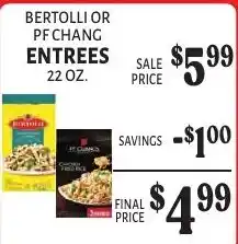 Harter House Bertolli or Pf Chang entrees offer