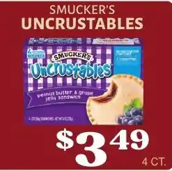Harter House Smucker's Uncrustables peanut butter & grape jelly sandwich offer