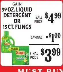 Harter House Gain liquid detergent or flings offer