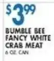 Associated Bumble Bee fancy white crab meat offer