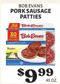 Harter House Bob Evans pork sausage patties offer