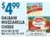 Associated Galbani mozzarella cheese offer