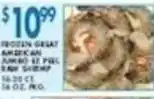 Associated Frozen great american jumbo 12 peel raw shrimp offer