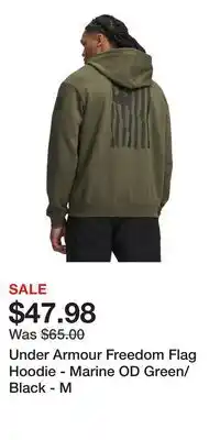 Cabela's Under Armour Freedom Flag Hoodie - Marine OD Green/Black - M offer