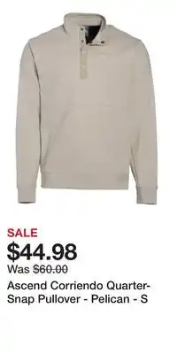 Cabela's Ascend Corriendo Quarter-Snap Pullover - Pelican - S offer