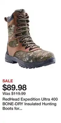 Cabela's RedHead Expedition Ultra 400 BONE-DRY Insulated Hunting Boots for Men - Brown/TrueTimber Strata - 8M offer