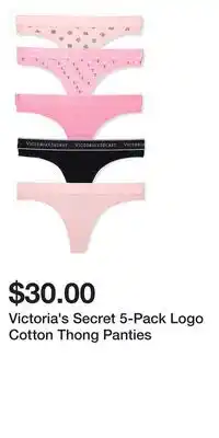 Victoria's Secret Victoria's Secret 5-Pack Logo Cotton Thong Panties offer