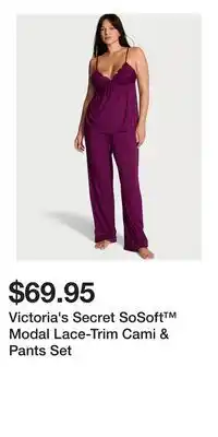 Victoria's Secret Victoria's Secret SoSoft Modal Lace-Trim Cami & Pants Set offer