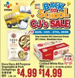 Hmart CJ FOODS BACK TO SCHOOL CJ's SALE offer
