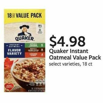 Fareway Quaker Instant Oatmeal Value Pack offer