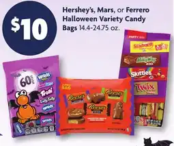 Family Dollar Hershey's, Mars, or Ferrero Halloween Variety Candy Bags offer