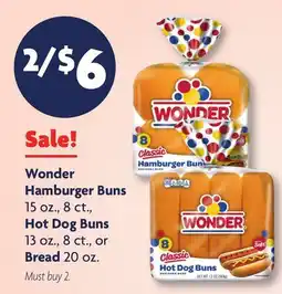 Family Dollar Wonder Hamburger Buns, Hot Dog Buns or Bread offer