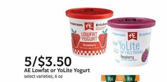 Fareway AE Lowfat Or YoLite Yogurt offer