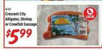 Rouses Crescent City Alligator, Shrimp Or Crawfish Sausage offer