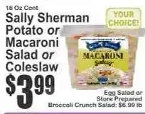 Key Food Sally Sherman Potato or Macaroni Salad or Coleslaw offer
