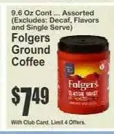 Key Food Folgers Ground Coffee offer