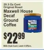 Key Food Maxwell House Decaf Ground Coffee offer