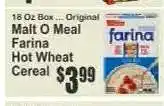 Key Food Malt-O-Meal Farina Hot Wheat Cereal offer