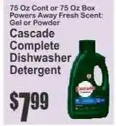 Key Food Cascade Complete Dishwasher Detergent offer