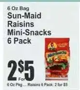 Key Food Sun-Maid Raisins Mini-Snacks 6 Pack offer