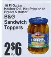 Key Food B&G Sandwich Toppers offer