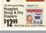 Key Food Huggies Snug & Dry Diapers offer