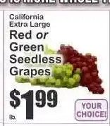 Key Food California Extra Large Red or Green Seedless Grapes offer