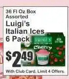 Key Food Luigi's Italian Ices 6 Pack offer