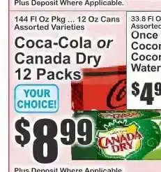 Key Food Coca-Cola or Canada Dry 12 Packs offer