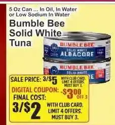 Key Food Bumble Bee Solid White Tuna offer