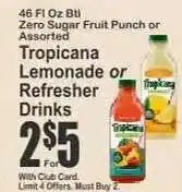 Key Food Tropicana Lemonade or Refresher Drinks offer