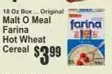 Key Food Malt-O-Meal Farina Hot Wheat Cereal offer