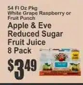 Key Food Apple & Eve Reduced Sugar Fruit Juice 8 Pack offer