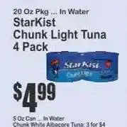 Key Food Starkist Chunk Light Tuna 4 Pack offer