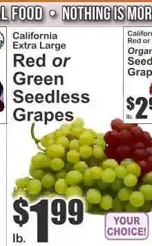 Key Food Red or Green Seedless Grapes offer