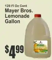 Key Food Mayer Bros. Lemonade Gallon offer