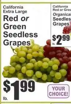 Key Food Red or Green Seedless Grapes offer